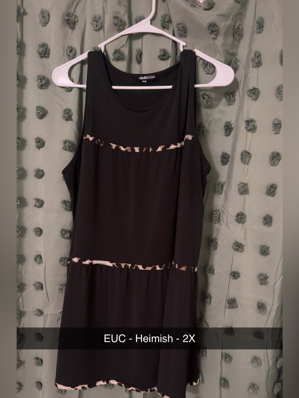 Black Tank with Cheetah Printed Trim